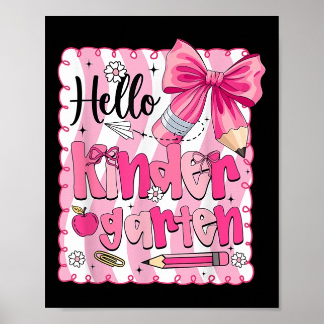 Back To School Kindergarten Coquette Pencil Bow Gi Poster (Framsidan)