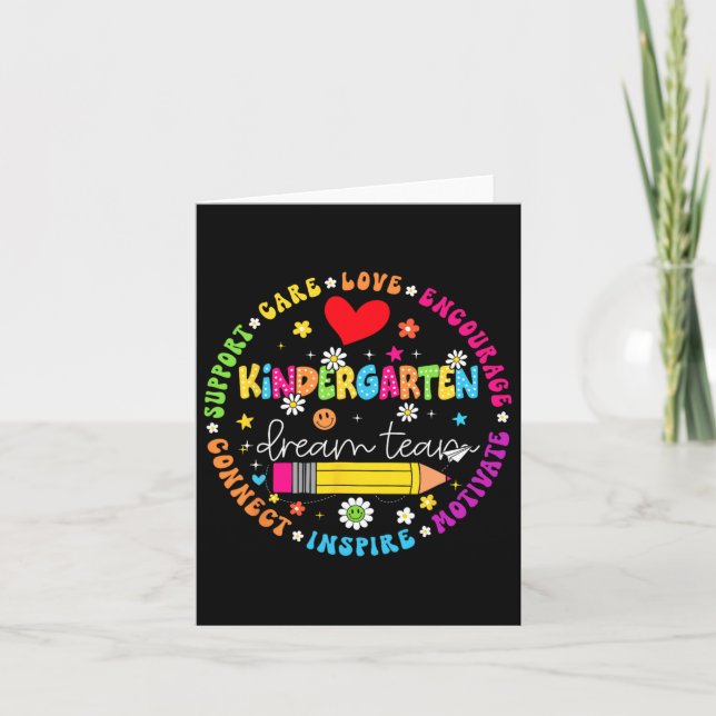 Back to school Kindergarten Dream Team Teacher Lov Kort (Framsida)