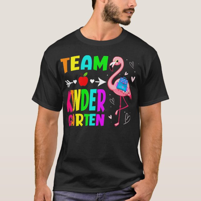 Back To School Kindergarten Flamingo Student Kids  T Shirt (Framsida)