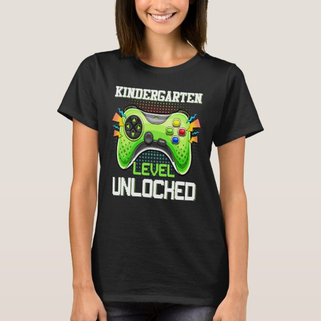 Back To School Kindergarten Level Unlocked Video G T Shirt (Framsida)