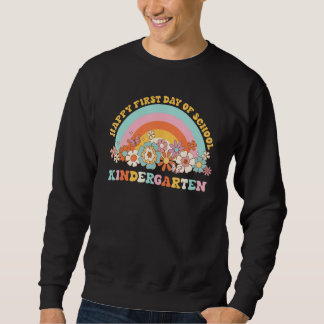 Back To School Kindergarten Retro Groovy Rainbow T Lång Ärmad Tröja