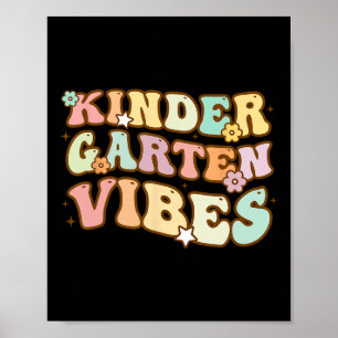 Back to school Kindergarten Vibes Retro Teacher Wo Poster