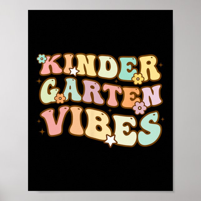 Back to school Kindergarten Vibes Retro Teacher Wo Poster (Framsidan)