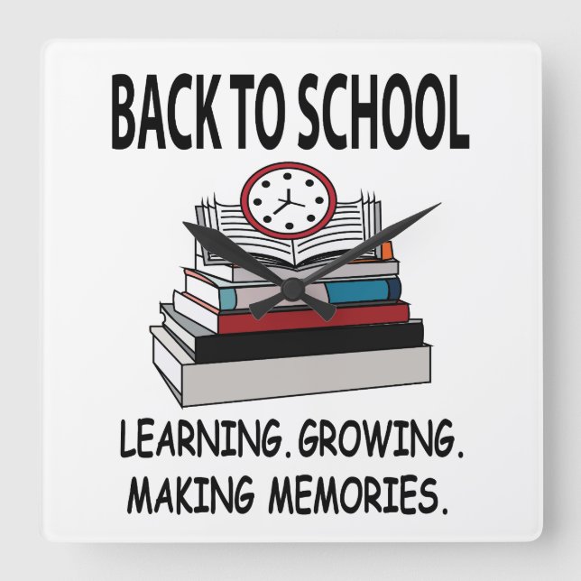 Back to school klassrumsdekalor Back to school Fyrkantig Klocka (Framsida)