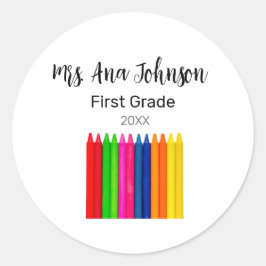 Back to school kritor Lägg till namn klass i år Runt Klistermärke