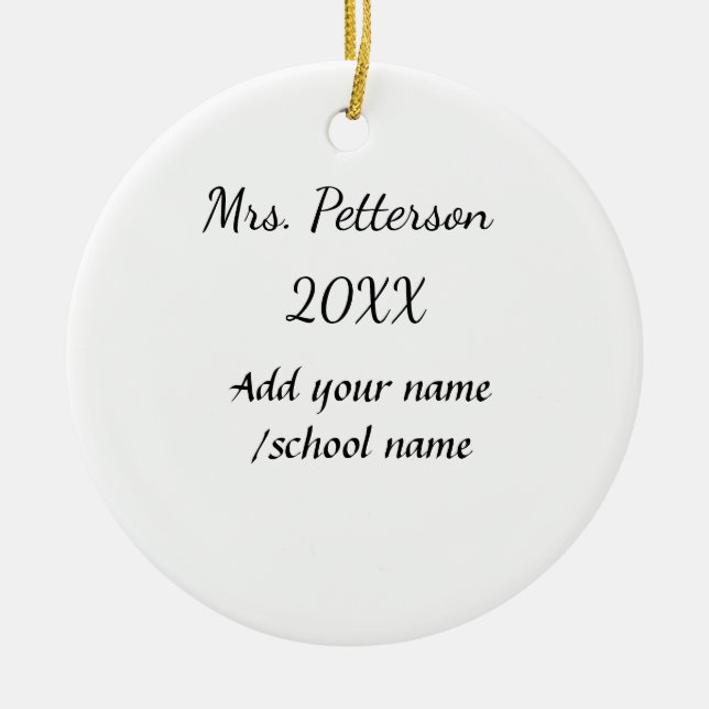 Back to school lägger till lärare i namn-skolan na julgransprydnad keramik (Framsidan)