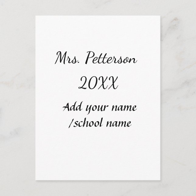 Back to school lägger till lärare i namn-skolan na vykort (Framsida)