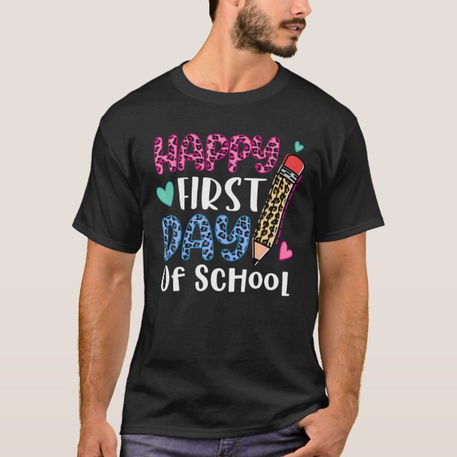 Back to school-lärare, barn, Lycklig, första dagen T Shirt (Framsida)