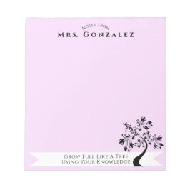 Back to school Lärare Boho Blommigt Träd Anpassnin Anteckningsblock