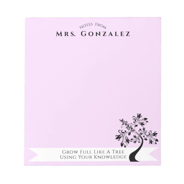 Back to school Lärare Boho Blommigt Träd Anpassnin Anteckningsblock (Framsida)
