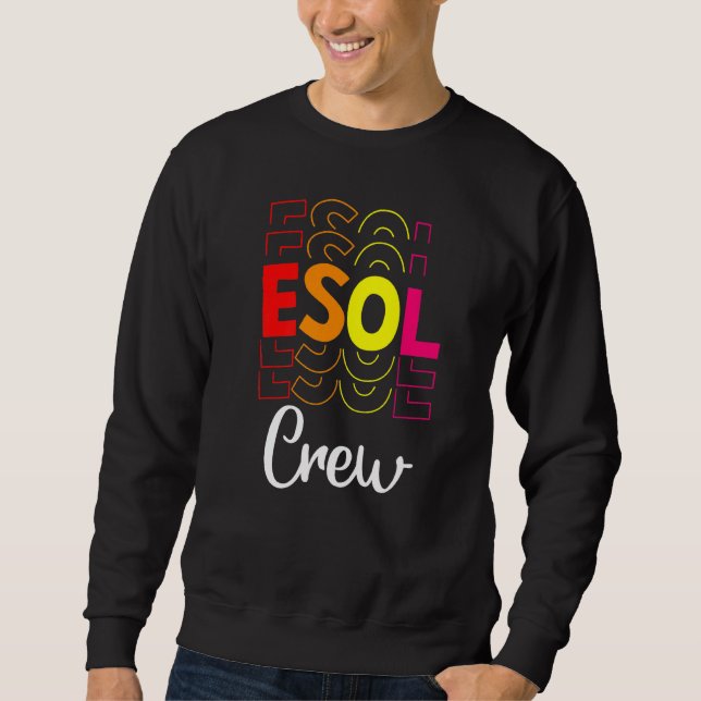 Back to school Lärare Crew Studenter Cute Esol T Lång Ärmad Tröja (Framsida)