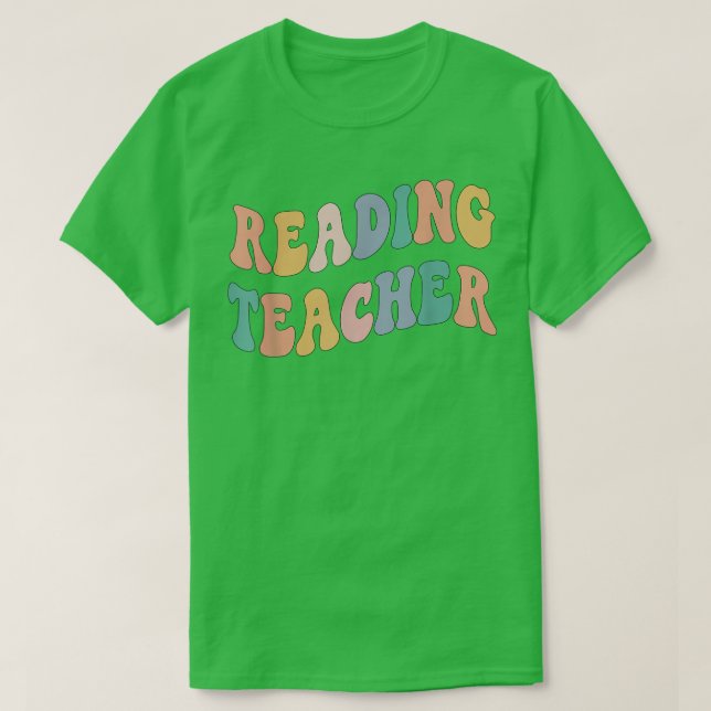 Back to school Lärare, Groovy Retro Reading Teach T Shirt (Design framsida)
