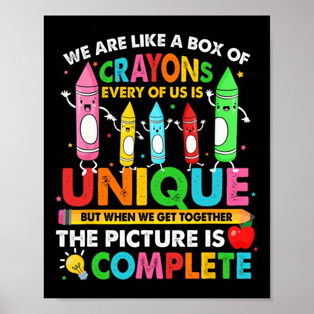 Back to school Lärare, vi är som en Crayon-låda Poster (Framsidan)