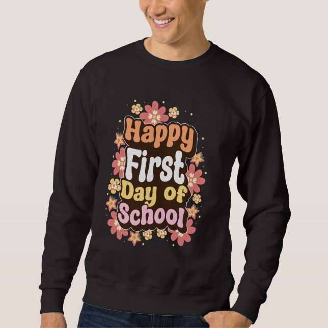 Back to school-läraren småbarn Lycklig Lång Ärmad Tröja (Framsida)
