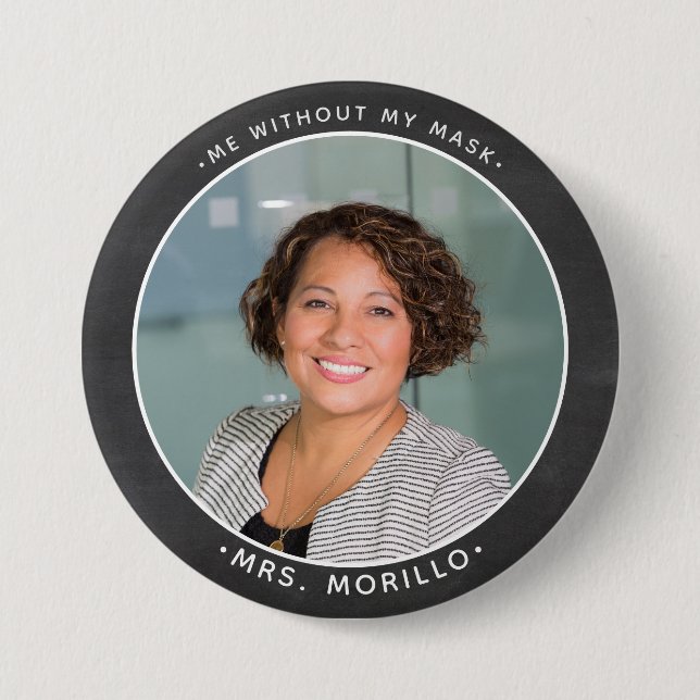 Back to school Lärarfoto, jag utan min mask Knapp (Framsida)