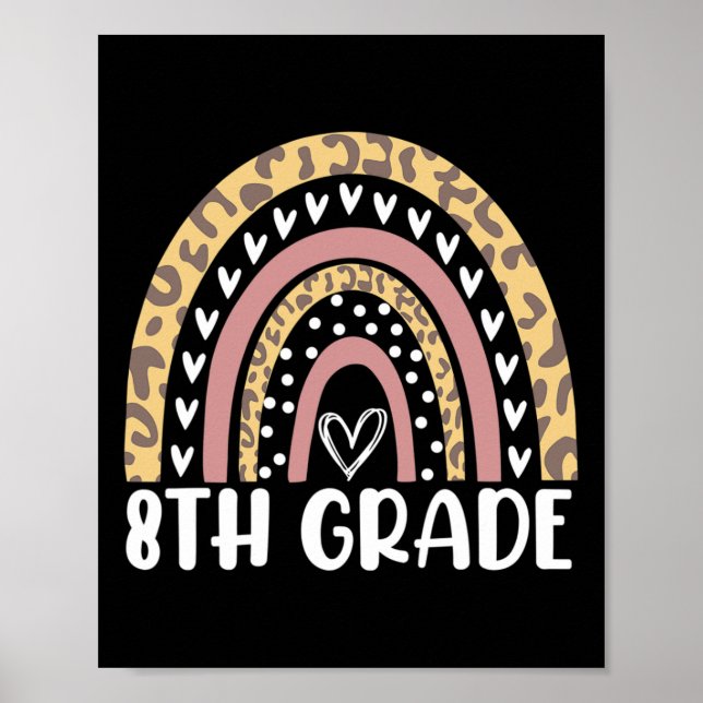 Back to school Leopard Rainbow 8:e Klass-lärarna Poster (Framsidan)