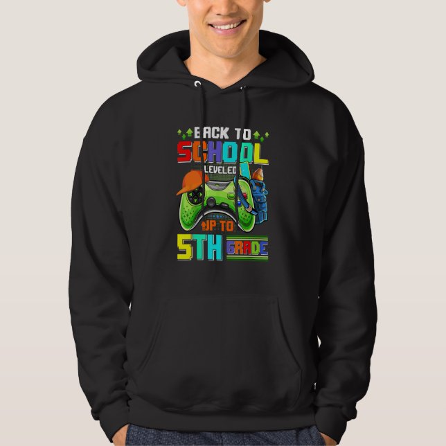 Back To School Leveled To 5th Grade School Boys Vi Hoodie (Framsida)