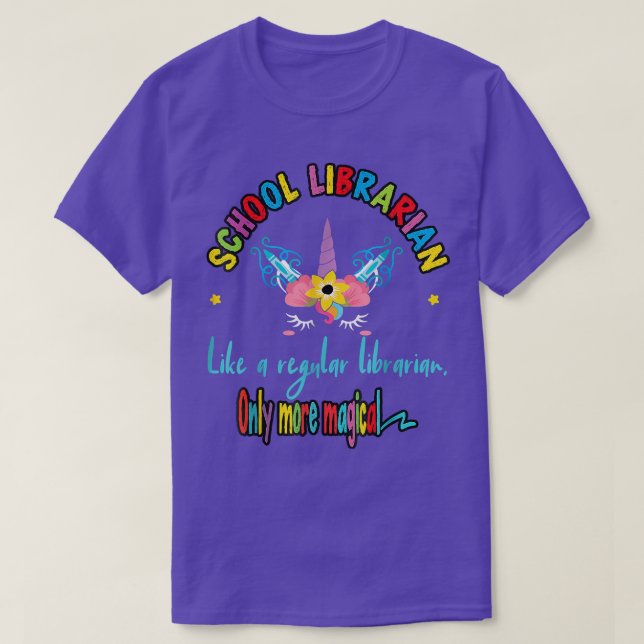 Back To School Librarian Unicorn Magical  T Shirt (Design framsida)