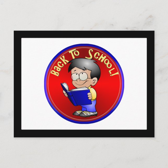 Back to school - Little Boy Reading Bok Vykort (Framsida)