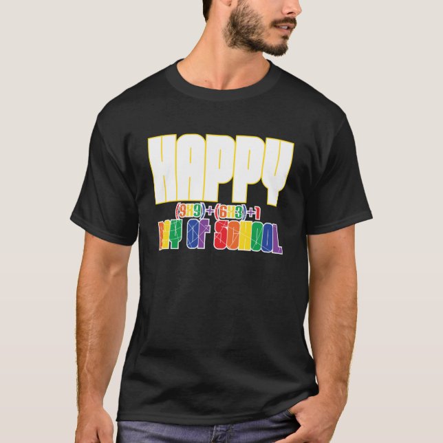 Back to school Lycklig 100 dagar Math Geek T Shirt (Framsida)