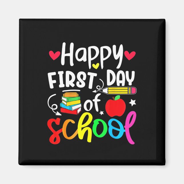 Back to school Lycklig första skoldagen Student t Magnet (Framsidan)