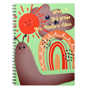 Back to school Lycklig Smile Cloud Sol Snigel Na Anteckningsbok