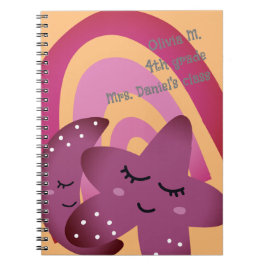 Back to school Lycklig Smile Star Måne Regbow Namn Anteckningsbok