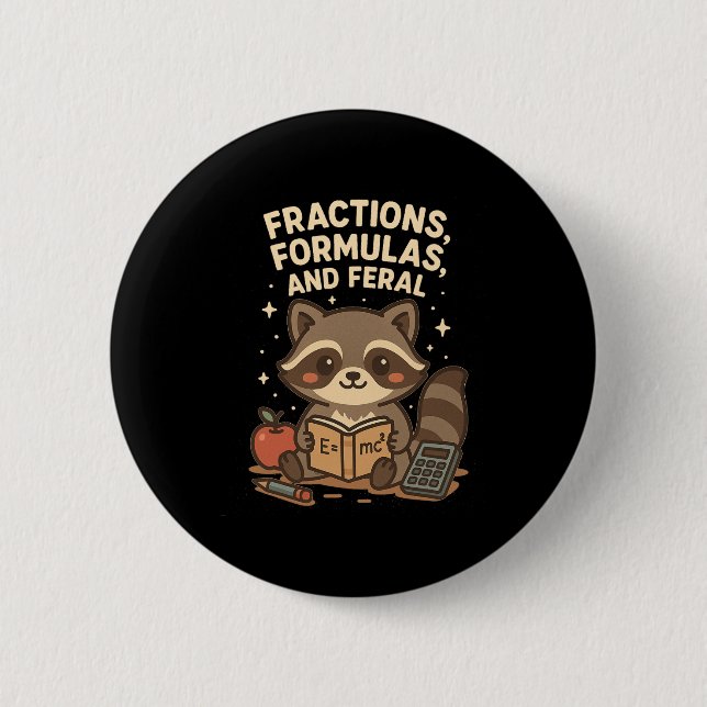Back To School Math Teacher Raccoon Fractions Form Knapp (Framsida)