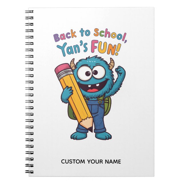 Back to School Monster | Cute Blue Creature  Anteckningsbok (Framsidan)