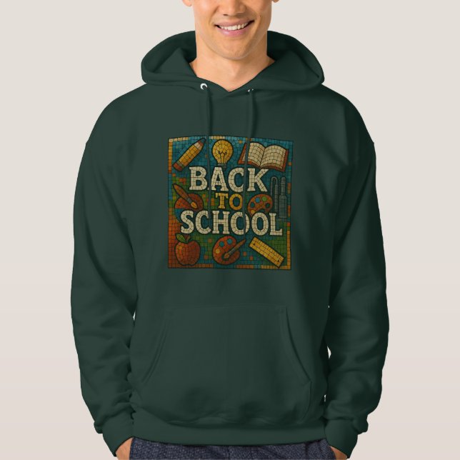 Back to school-mosaic stil hoodie (Framsida)