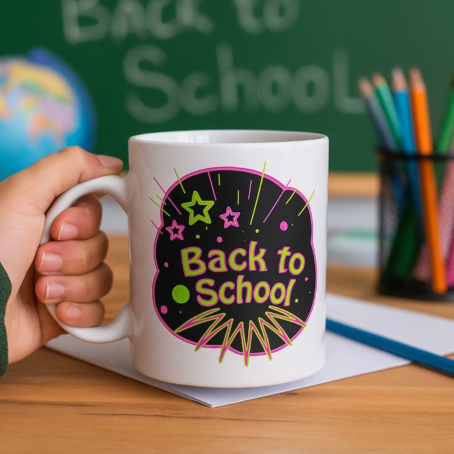 Back to school Neon Pop Art Bright Classroom Kaffemugg (Skapare uppladdad)