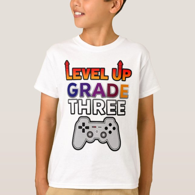 Back to school nivå upp Klass tre T Shirt (Framsida)
