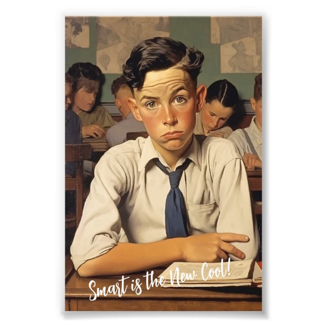 Back to school Norman Rockwell teckning stil Fototryck (Framsidan)