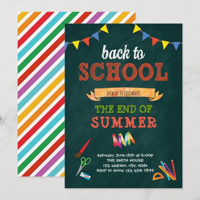 Back to school ord inbjudan (Fram/baksida)