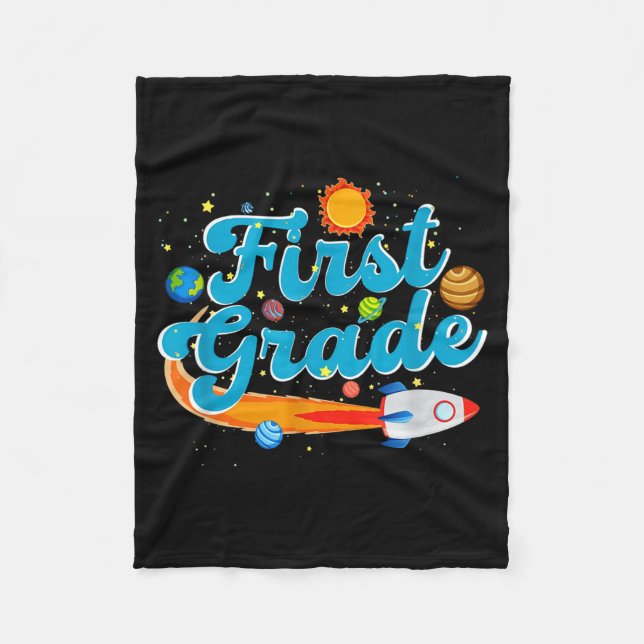 Back to school outer space teacher first grade fleecefilt (Framsidan)
