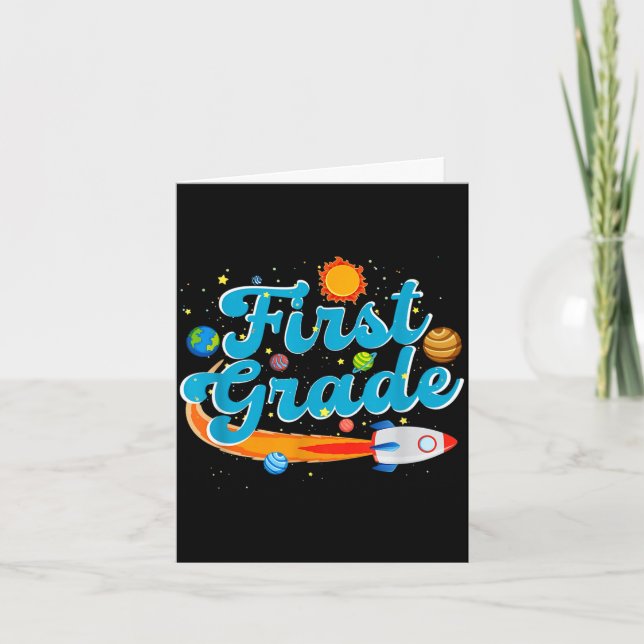 Back to school outer space teacher first grade kort (Framsida)