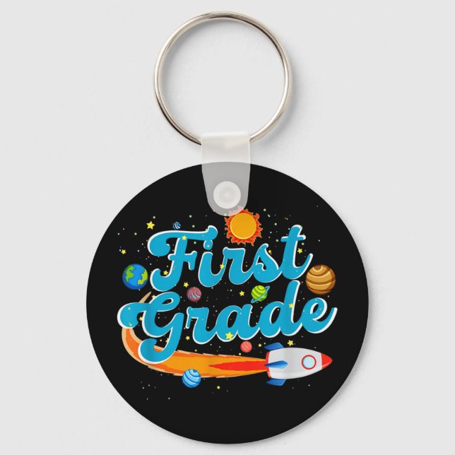 Back to school outer space teacher first grade nyckelring (Framsida)