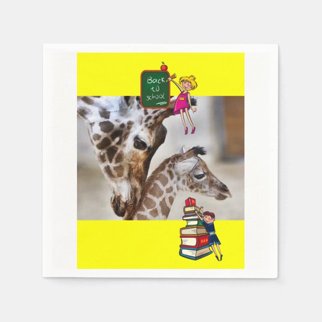 Back to school Pappra Napkins Giraffe Pappersservett (Framsidan)