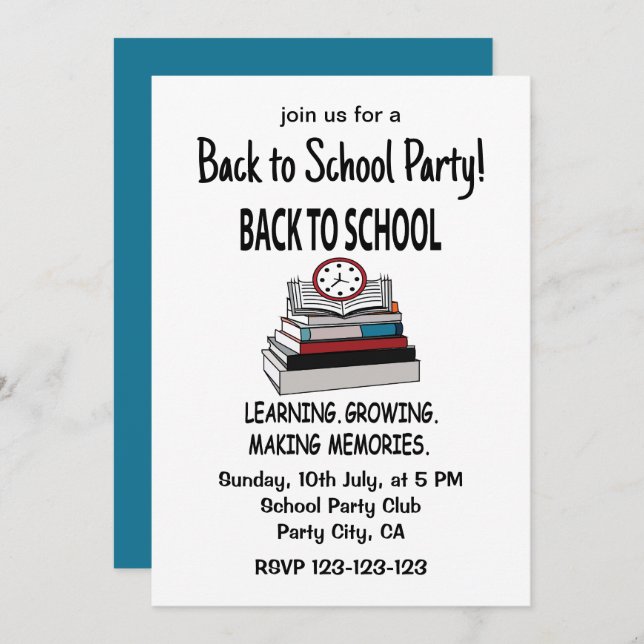 Back to school Party Firande Back to school Inbjudningar (Fram/baksida)