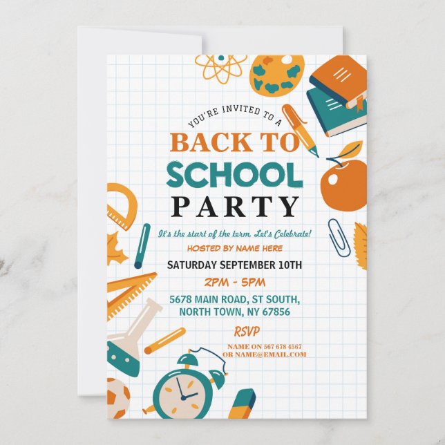 Back to school Party, Inbjudan vid den stillaståen (Framsida)