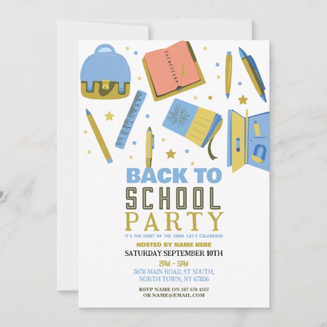Back to school Party, Inbjudan vid den stillaståen (Framsida)