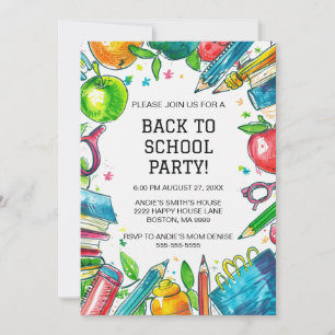 Back to school Party Inbjudningar