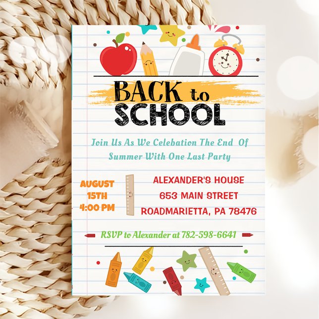 Back to school Party Inbjudningar (Skapare uppladdad)