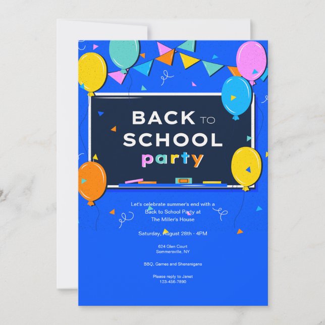 Back to school Party Inbjudningar (Framsida)