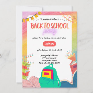 back-to-school party invitation  inbjudningar