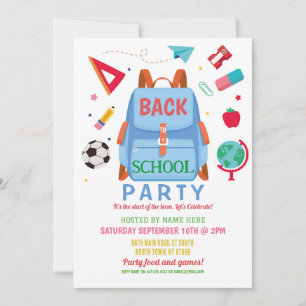 Back to school Party-ryggsäck för förskolesryggsäc Inbjudningar
