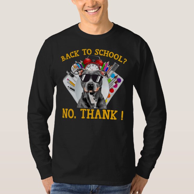Back to school Pitbull Hund Sunglasses no Tackst T Shirt (Framsida)