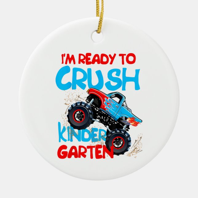 Back to school-pojkar första dagen i Kindergarten  Julgransprydnad Keramik (Framsidan)