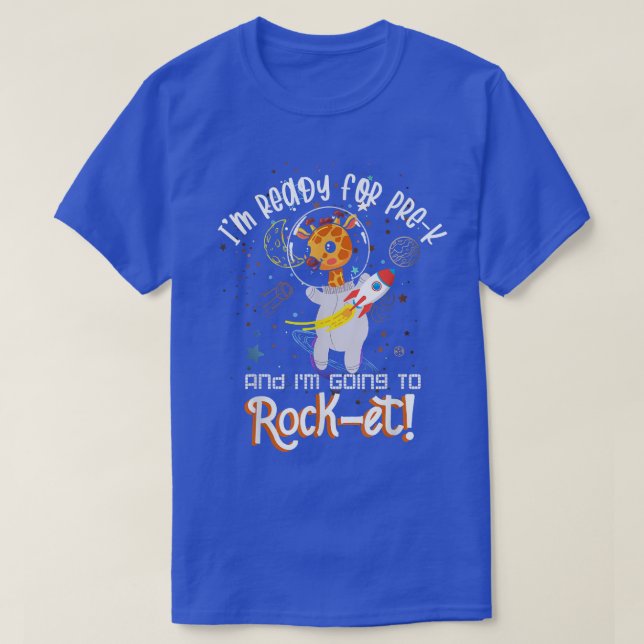 Back to school PreK Space Rocket Astronaut Giraffe T Shirt (Design framsida)