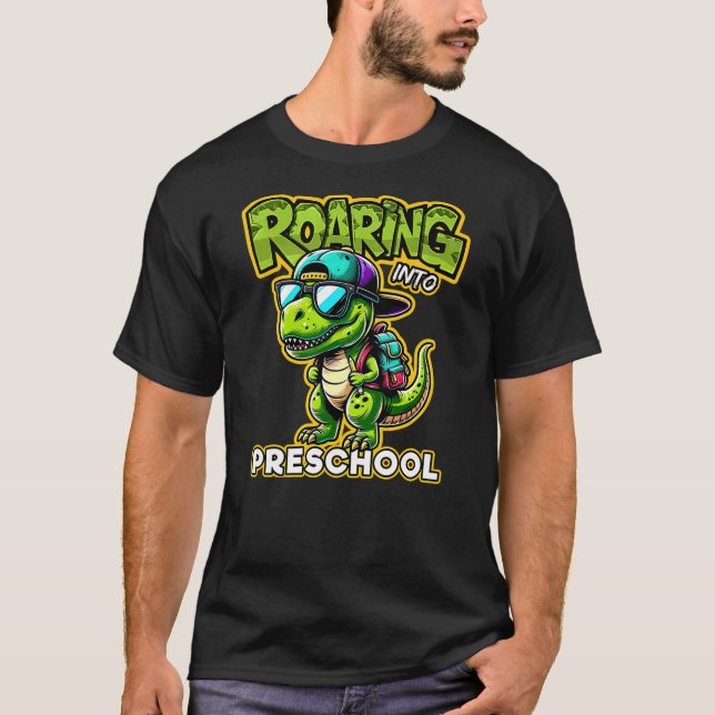 Back to School Preschool Dinosaur First Day of Sch T Shirt (Framsida)